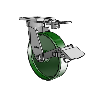 4 Series Kingpinless Casters Top Plate Swivel Caster with 8 x 2 Cast Iron wheel and Tread Lock Brake