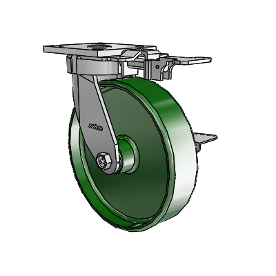 4 Series Kingpinless Casters Top Plate Swivel Caster with 8 x 2 Cast Iron wheel and Side Lock Brake