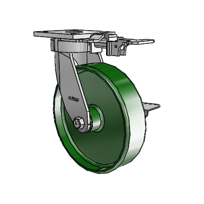 4 Series Kingpinless Casters Top Plate Swivel Caster with 8 x 2 Cast Iron wheel and Side Lock Brake