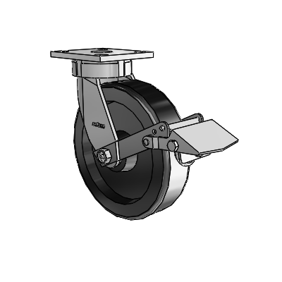 4 Series Kingpinless Casters Top Plate Swivel Caster with 8 x 2 Phenolic wheel and Tread Lock Brake