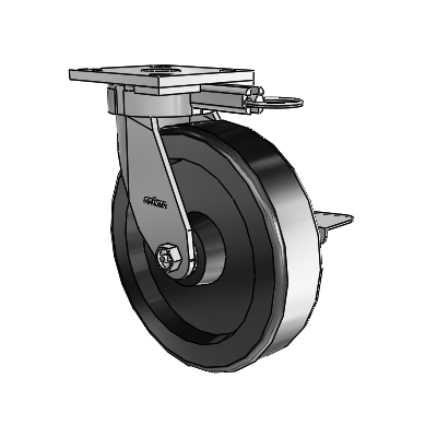 4 Series Kingpinless Casters Top Plate Swivel Caster with 8 x 2 Phenolic wheel and Side Lock Brake