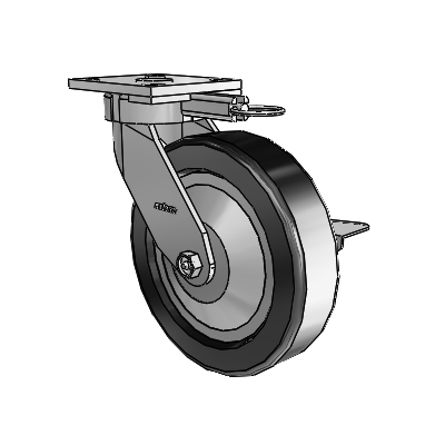 4 Series Kingpinless Casters Top Plate Swivel Caster with 8 x 2 Phenolic wheel and Side Lock Brake