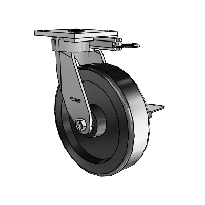 4 Series Kingpinless Casters Top Plate Swivel Caster with 8 x 2 Phenolic wheel and Side Lock Brake