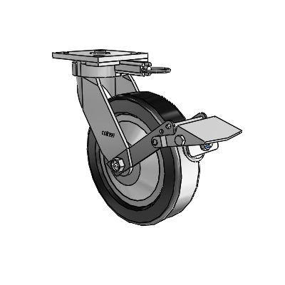 4 Series Kingpinless Casters Top Plate Swivel Caster with 8 x 2 Phenolic wheel and Tread Lock Brake