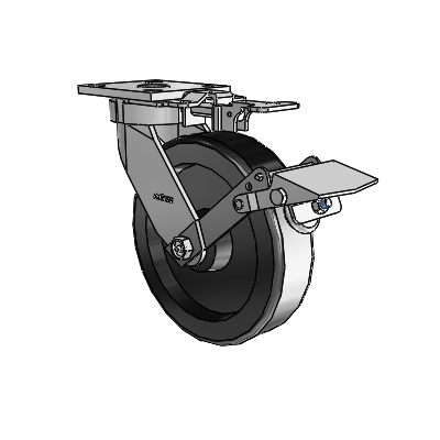 4 Series Kingpinless Casters Top Plate Swivel Caster with 8 x 2 Phenolic wheel and Tread Lock Brake