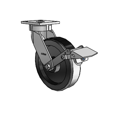 4 Series Kingpinless Casters Top Plate Swivel Caster with 8 x 2 Phenolic wheel and Tread Lock Brake