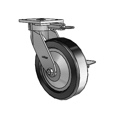 4 Series Kingpinless Casters Top Plate Swivel Caster with 8 x 2 Phenolic wheel and Side Lock Brake
