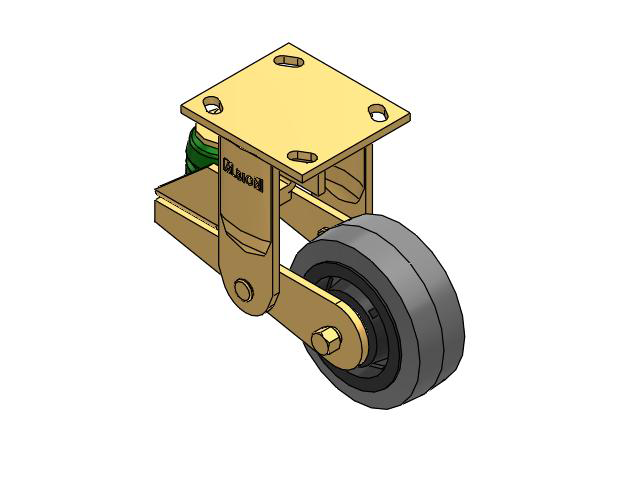 141 Series Top Plate Rigid Caster with 5 x 2 Grey Tread on Grey Core XS - Performa X-tra Soft Rubber (Flat) - Prevenz Antimicrobial Wheel