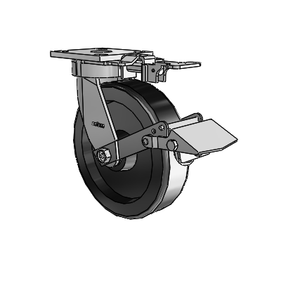 4 Series Kingpinless Casters Top Plate Swivel Caster with 8 x 2 Phenolic wheel and Tread Lock Brake