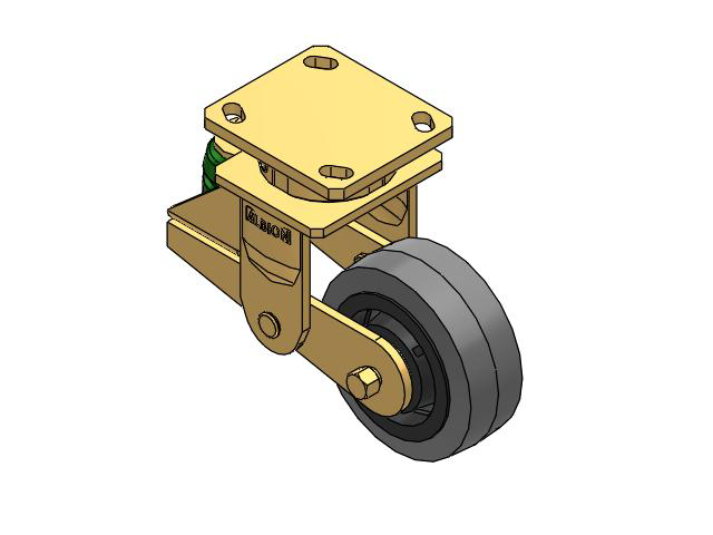 141 Series Top Plate Swivel Caster with 5 x 2 Grey Tread on Grey Core XS - Performa X-tra Soft Rubber (Flat) - Prevenz Antimicrobial Wheel