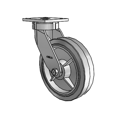 4 Series Kingpinless Casters Top Plate Swivel Caster with 8 x 2 Performa Rubber (Flat/Grey) wheel