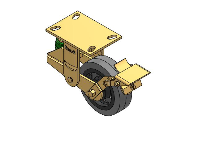 141 Series Top Plate Rigid Caster with 6 x 2 Grey Tread on Grey Core XS - Performa X-tra Soft Rubber (Flat) - Prevenz Antimicrobial Wheel and Brake