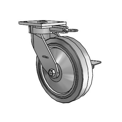4 Series Kingpinless Casters Top Plate Swivel Caster with 8 x 2 Performa Rubber (Flat/Grey) wheel and Side Lock Brake