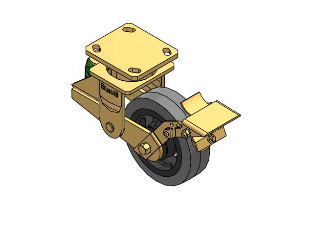 141 Series Top Plate Swivel Caster with 6 x 2 Grey Tread on Grey Core XS - Performa X-tra Soft Rubber (Flat) - Prevenz Antimicrobial Wheel and Brake