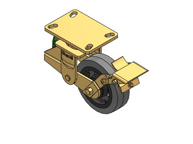 141 Series Top Plate Swivel Caster with 6 x 2 Grey Tread on Grey Core XS - Performa X-tra Soft Rubber (Flat) - Prevenz Antimicrobial Wheel and Brake