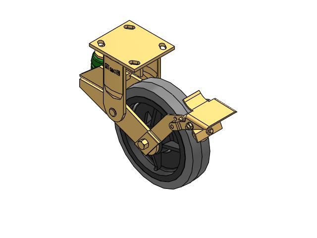 141 Series Top Plate Rigid Caster with 8 x 2 Grey Tread on Grey Core XS - Performa X-tra Soft Rubber (Flat) - Prevenz Antimicrobial Wheel and Brake