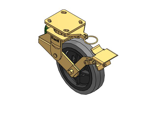 141 Series Top Plate Swivel Caster with 8 x 2 Grey Tread on Grey Core XS - Performa X-tra Soft Rubber (Flat) - Prevenz Antimicrobial Wheel and Brake