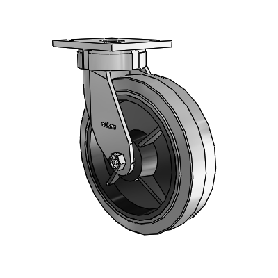 4 Series Kingpinless Casters Top Plate Swivel Caster with 8 x 2 Performa Rubber (Flat/Conductive) wheel