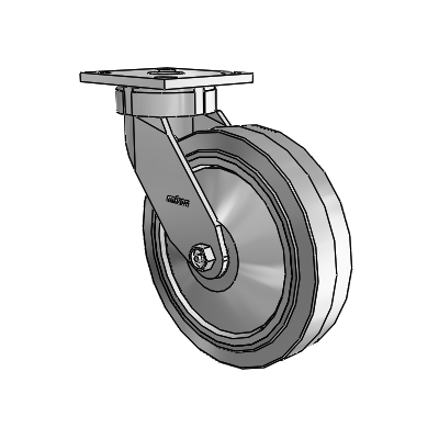 4 Series Kingpinless Casters Top Plate Swivel Caster with 8 x 2 Performa Rubber (Flat/Grey) wheel