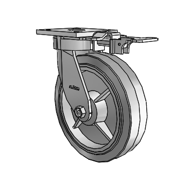 4 Series Kingpinless Casters Top Plate Swivel Caster with 8 x 2 Performa Rubber (Flat/Grey) wheel