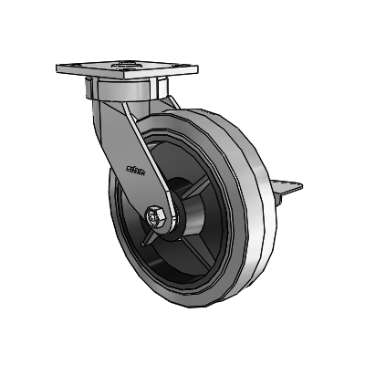 4 Series Kingpinless Casters Top Plate Swivel Caster with 8 x 2 Performa Rubber (Flat/Conductive) wheel and Side Lock Brake