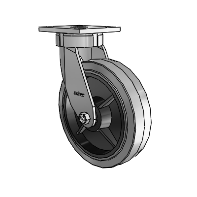 4 Series Kingpinless Casters Top Plate Swivel Caster with 8 x 2 Performa Rubber (Flat/Conductive) wheel