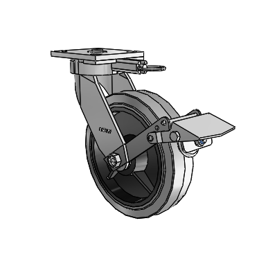 4 Series Kingpinless Casters Top Plate Swivel Caster with 8 x 2 Performa Rubber (Flat/Conductive) wheel and Tread Lock Brake