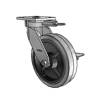 4 Series Kingpinless Casters Top Plate Swivel Caster with 8 x 2 Performa Rubber (Flat/Conductive) wheel and Side Lock Brake