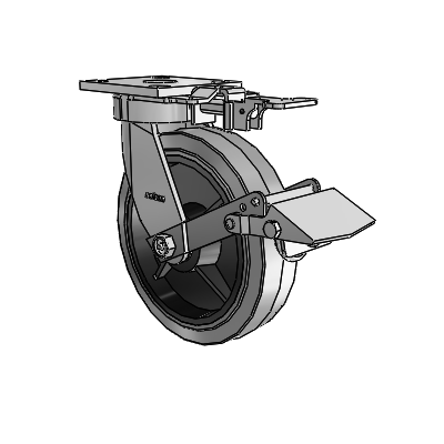 4 Series Kingpinless Casters Top Plate Swivel Caster with 8 x 2 Performa Rubber (Flat/Conductive) wheel and Tread Lock Brake