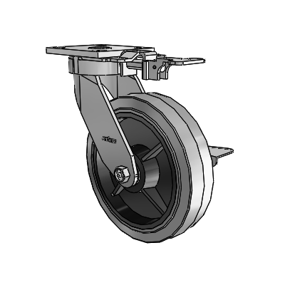 4 Series Kingpinless Casters Top Plate Swivel Caster with 8 x 2 Performa Rubber (Flat/Conductive) wheel and Side Lock Brake