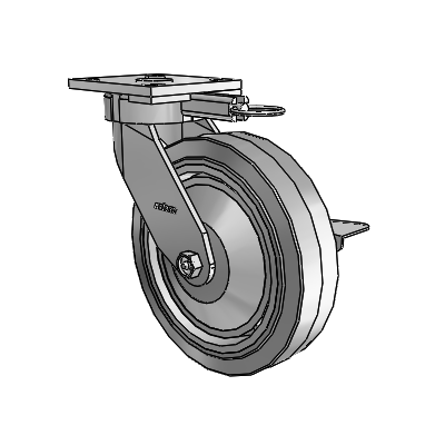 4 Series Kingpinless Casters Top Plate Swivel Caster with 8 x 2 Performa Rubber (Flat/Grey) wheel and Side Lock Brake