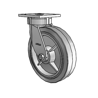 4 Series Kingpinless Casters Top Plate Swivel Caster with 8 x 2 Performa Rubber (Flat/Grey) wheel