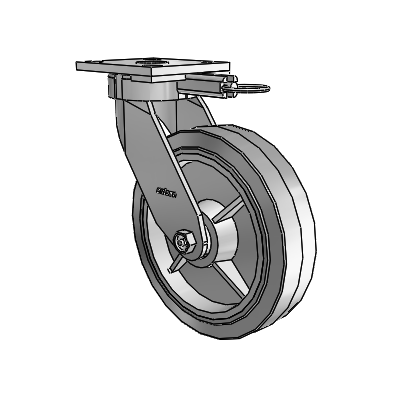 4 Series Kingpinless Casters Top Plate Swivel Caster with 8 x 2 Performa Rubber (Flat/Grey) wheel