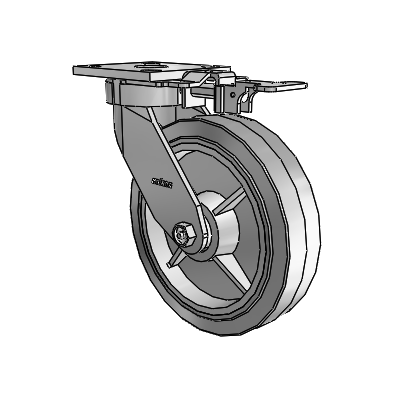 4 Series Kingpinless Casters Top Plate Swivel Caster with 8 x 2 Performa Rubber (Flat/Grey) wheel