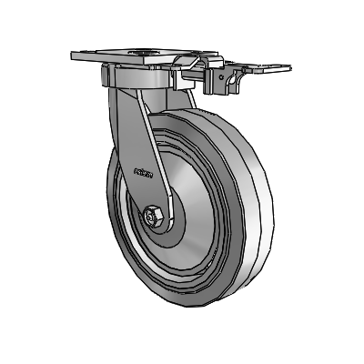 4 Series Kingpinless Casters Top Plate Swivel Caster with 8 x 2 Performa Rubber (Flat/Grey) wheel