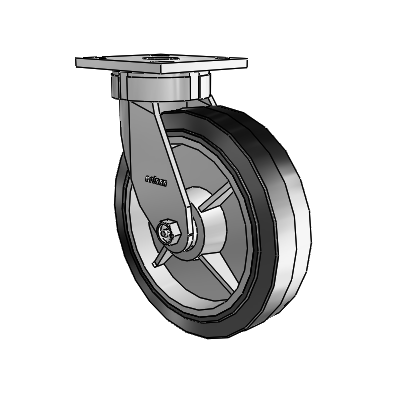 4 Series Kingpinless Casters Top Plate Swivel Caster with 8 x 2 Performa Rubber (Flat/Black) wheel