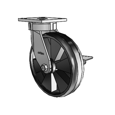 4 Series Kingpinless Casters Top Plate Swivel Caster with 8 x 2 Maxim wheel and Side Lock Brake