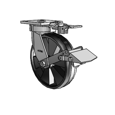 4 Series Kingpinless Casters Top Plate Swivel Caster with 8 x 2 Maxim wheel and Tread Lock Brake