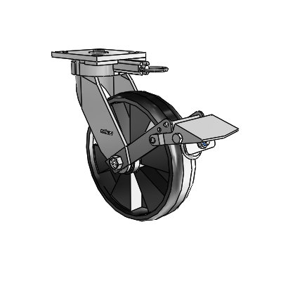 4 Series Kingpinless Casters Top Plate Swivel Caster with 8 x 2 Maxim wheel and Tread Lock Brake