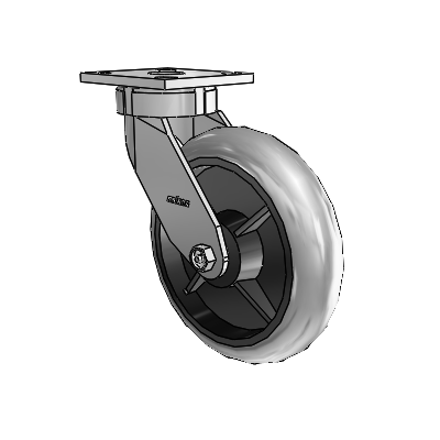 4 Series Kingpinless Casters Top Plate Swivel Caster with 8 x 2 Performa Rubber (Round/Conductive) wheel