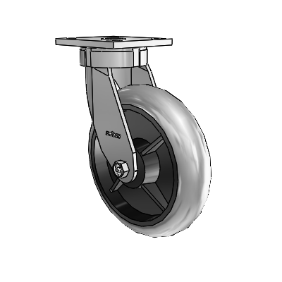 4 Series Kingpinless Casters Top Plate Swivel Caster with 8 x 2 Performa Rubber (Round/Conductive) wheel
