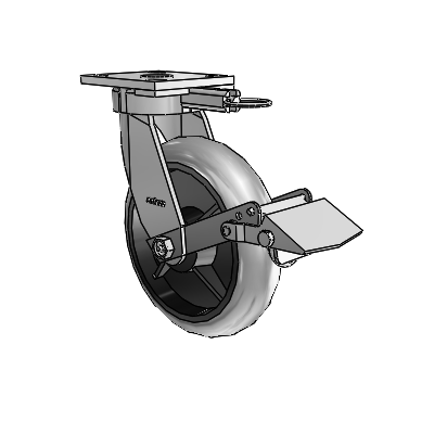 4 Series Kingpinless Casters Top Plate Swivel Caster with 8 x 2 Performa Rubber (Round/Conductive) wheel and Tread Lock Brake