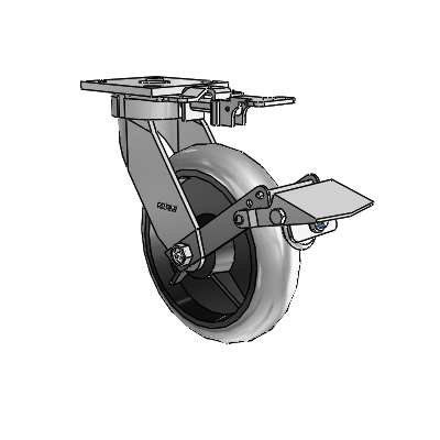 4 Series Kingpinless Casters Top Plate Swivel Caster with 8 x 2 Performa Rubber (Round/Conductive) wheel and Tread Lock Brake