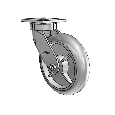 4 Series Kingpinless Casters Top Plate Swivel Caster with 8 x 2 Performa Rubber (Round/Grey) wheel