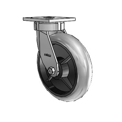 4 Series Kingpinless Casters Top Plate Swivel Caster with 8 x 2 Performa Rubber (Round/Conductive) wheel