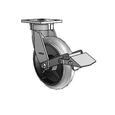4 Series Kingpinless Casters Top Plate Swivel Caster with 8 x 2 Performa Rubber (Round/Conductive) wheel and Tread Lock Brake