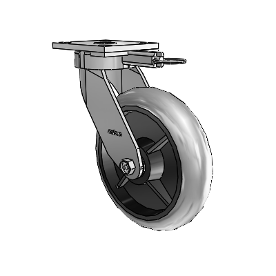 4 Series Kingpinless Casters Top Plate Swivel Caster with 8 x 2 Performa Rubber (Round/Conductive) wheel