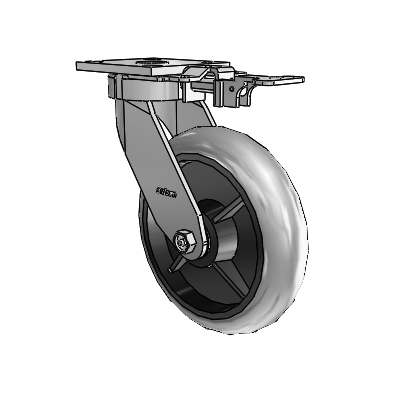 4 Series Kingpinless Casters Top Plate Swivel Caster with 8 x 2 Performa Rubber (Round/Conductive) wheel