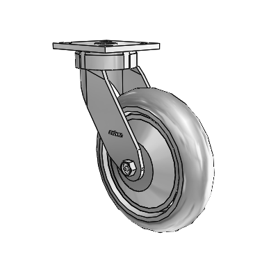 4 Series Kingpinless Casters Top Plate Swivel Caster with 8 x 2 Performa Rubber (Round/Grey) wheel