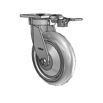 4 Series Kingpinless Casters Top Plate Swivel Caster with 8 x 2 Performa Rubber (Round/Grey) wheel